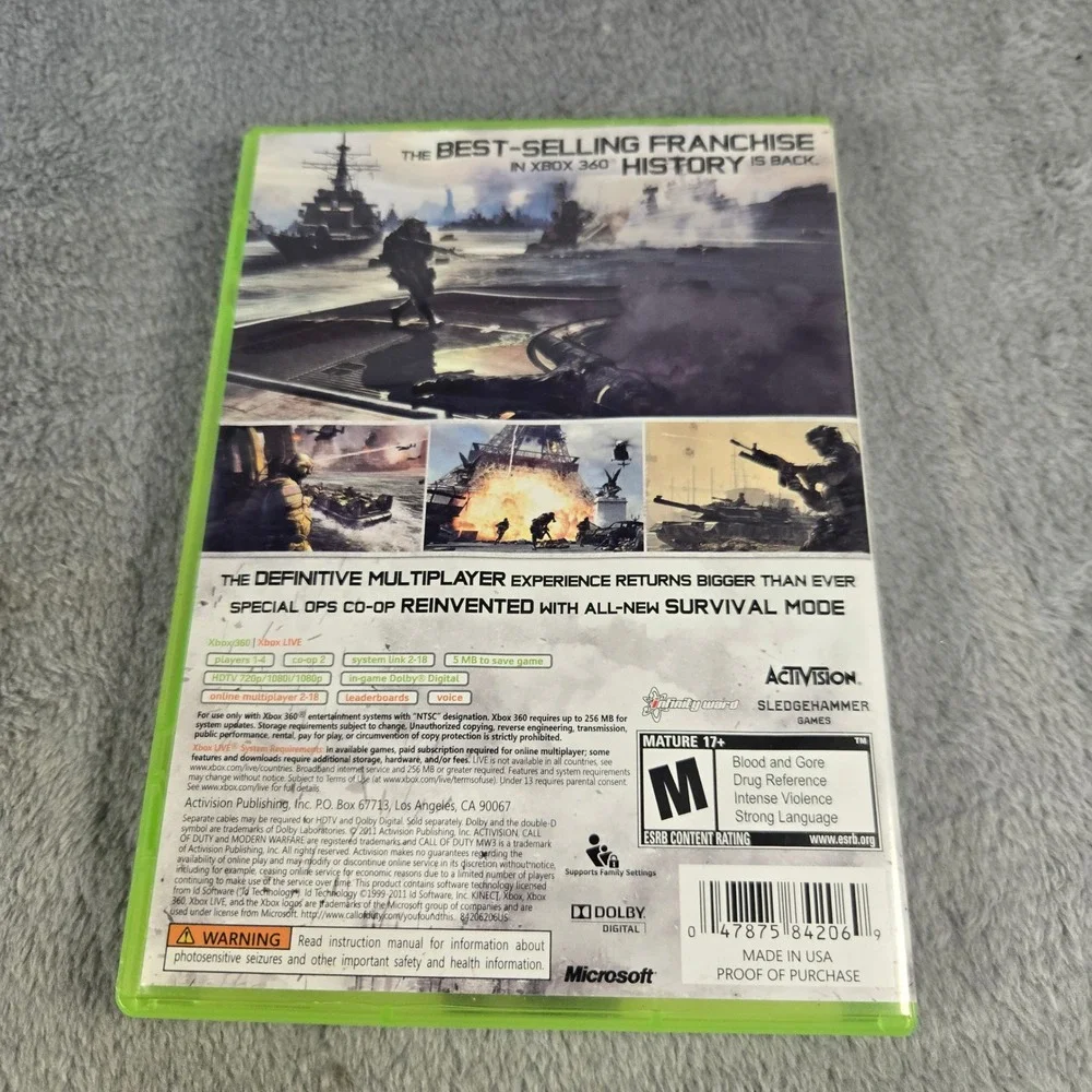 Call of Duty Modern Warfare 3 MW3 Xbox 360 Activision 2011 FPS CIB Tested Works